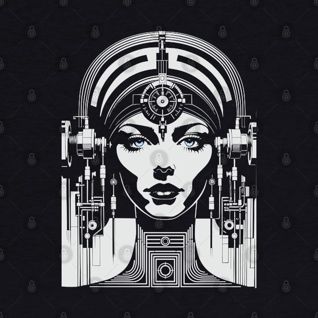 Telepathic Cyborg Retro Sci-fi (white) by SunGraphicsLab